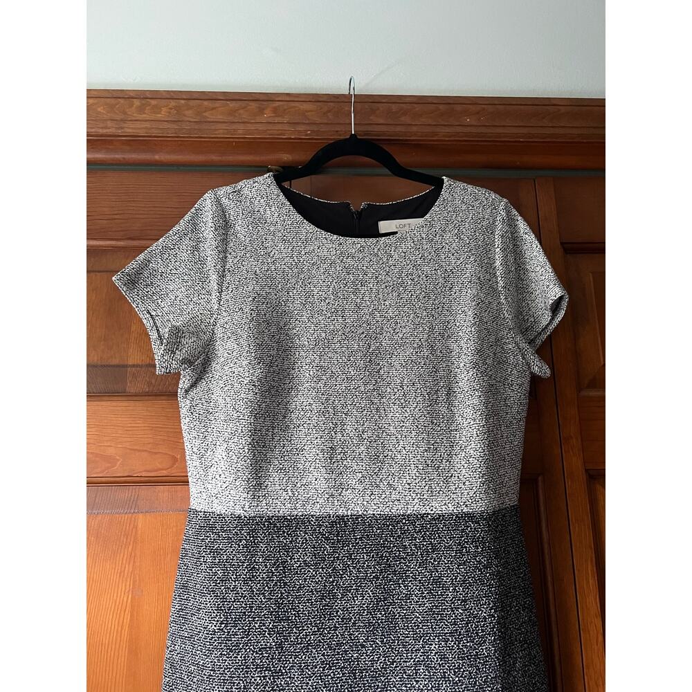 NWT LOFT Women Round Neck Speckled Tweed Sheath Dress Short Sleeve Gray Size 10 - Picture 5 of 10